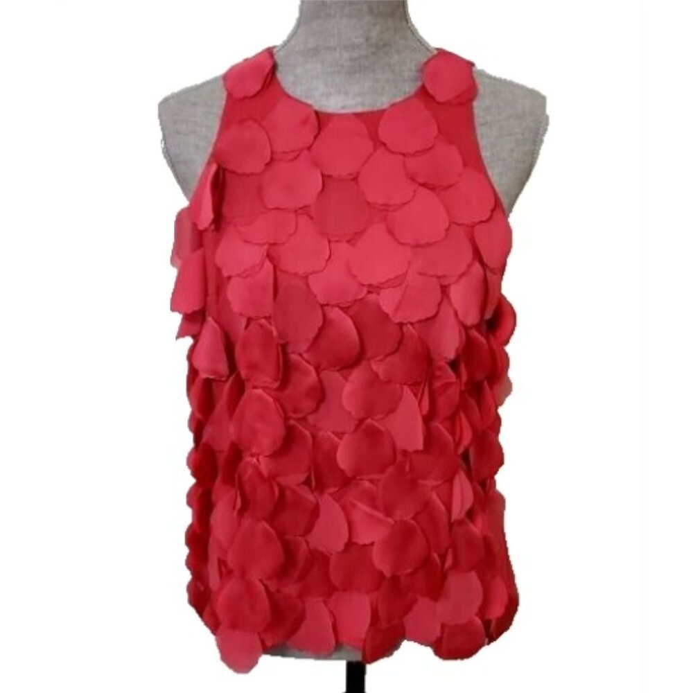 Ann Taylor Red Rose Petals Scalloped NWOT Sleeveless Women's Blouse Size 4